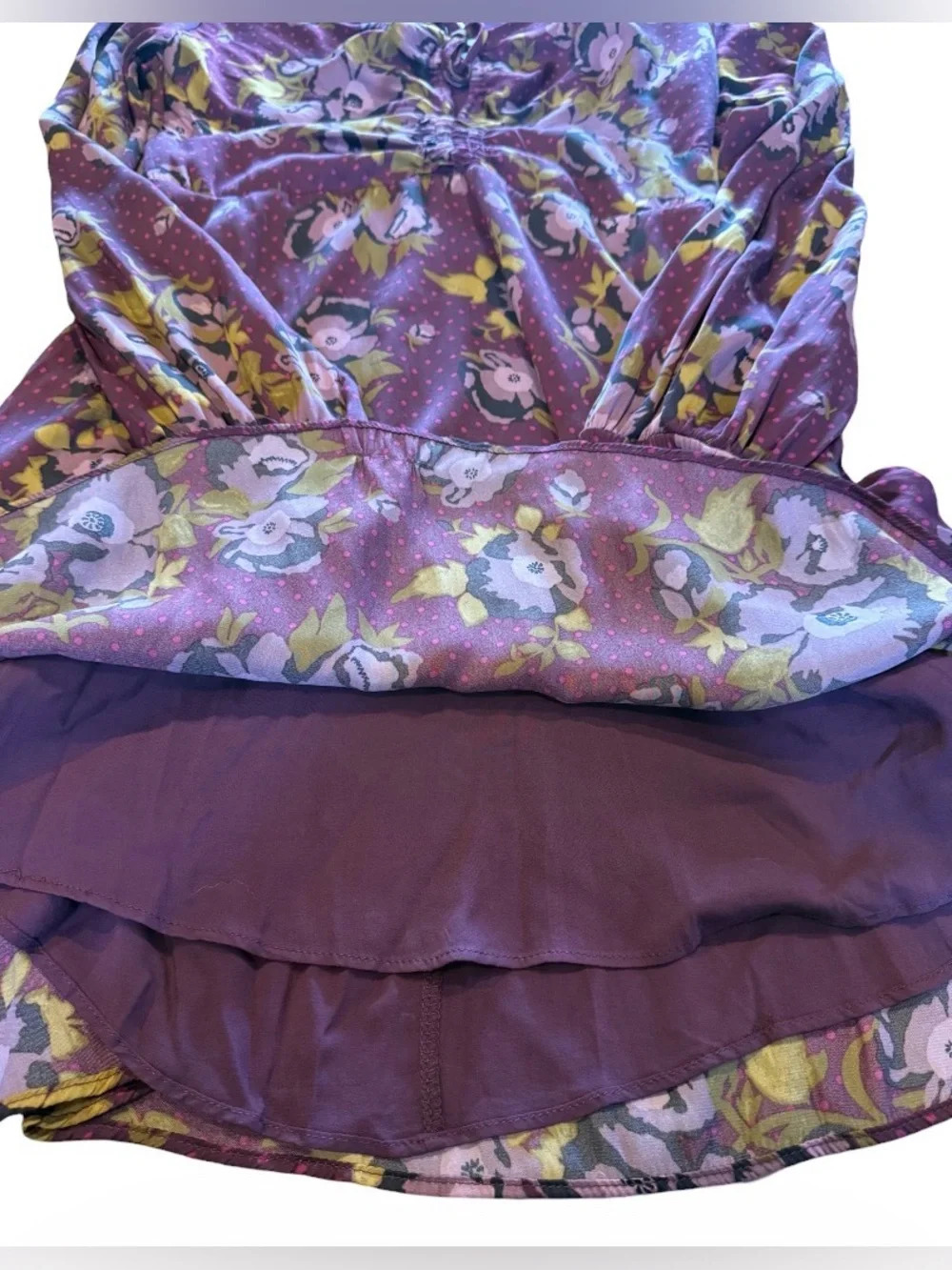 Free People Morning Light Mini Dress Size 8 Purple Floral NWT Flaw